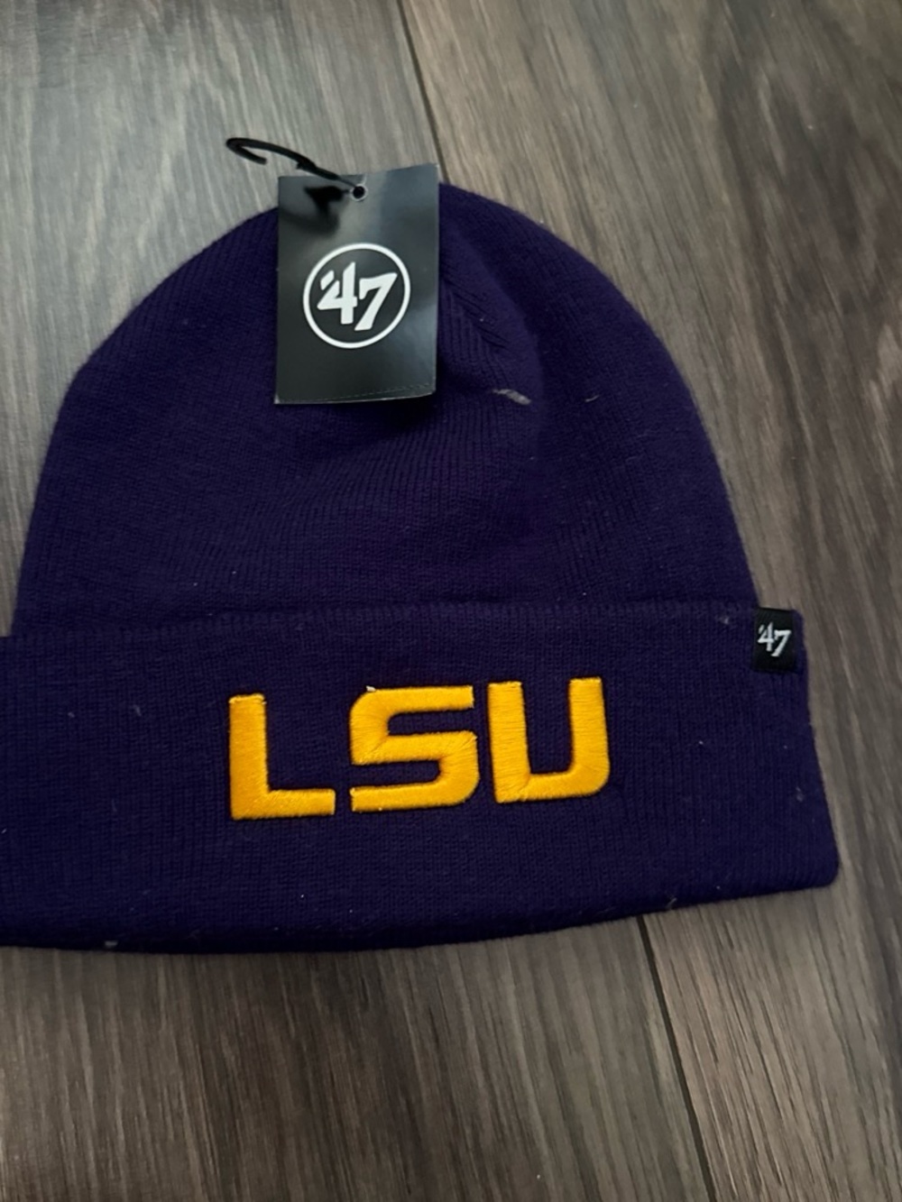 47 Kids LSU Beanie Hat - Purple with Gold Embroidery